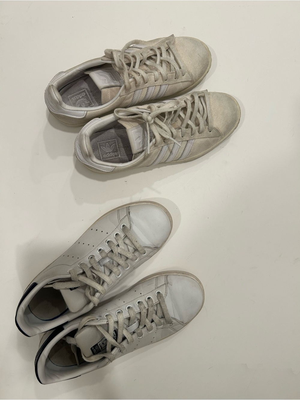 adidas women’s Off-White Leather & Suede Sneakers - Neutral Tone Pair